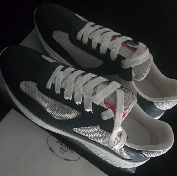 Prada Other - Prada Men's Black and White Sneakers with Red Accents